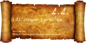 Lézinger Loréna névjegykártya